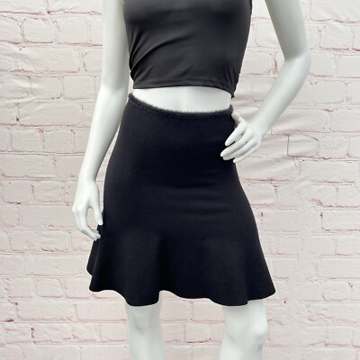 Zara Knit Black A Line Skirt Women's Black Fuzzy Top Size Small