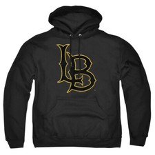 Long Beach State Adult Pullover Hoodie Distressed Logo, Black, S-3XL