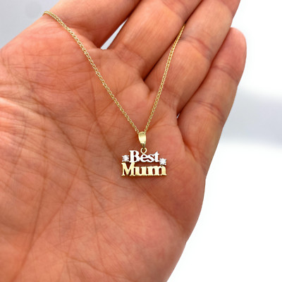 9 kt Gold Best Mum Anhänger Singapur 18'' Kette Halsketten Geschenk für Frauen, Mütter