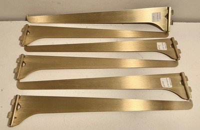 Lot of 9 NOS Knape & Vogt Shelf Brackets 14  Brushed Brass & Stainless Finish