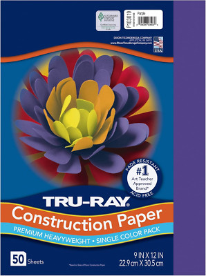   Construction Paper, 50% Recycled, 9'' X 12'', Purple, Pack of 50