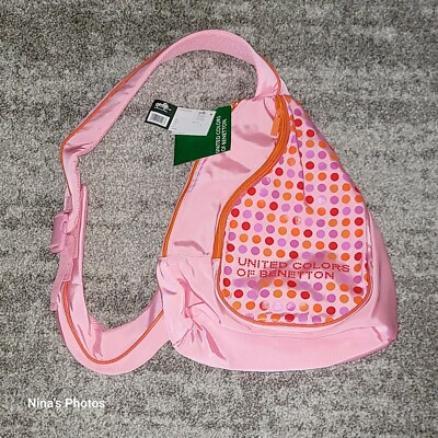 NWT United Colors of Benetton Pink Orange Polka Dot Nylon  display picture 1