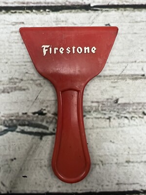 VTG Firestone Tires Spell Out Red Plastic Ice Scrapper Advertisement Promo Ad