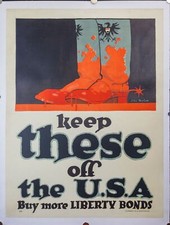 1917 Keep These Off The USA Poster by John Norton WWI Vintage Original Linen