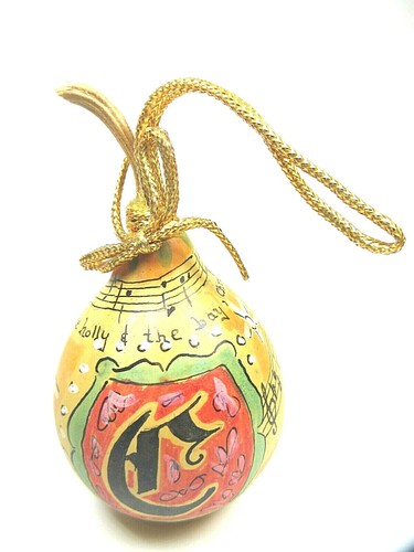 Vintage Christmas Gourd Ornament-Hand Painted-Christ Was Born-1982-ECVI-3"