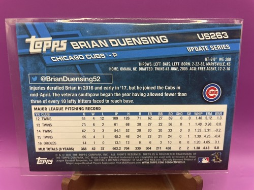 2017 Topps Update Series Brian Duensing Chicago Cubs Card US263 - Picture 2 of 7