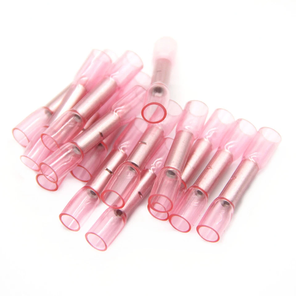 100Pcs Red Heat Shrink Butt Terminal Solder Seal Sleeve Wire Connector AWG 22-18 - Image 3 of 4