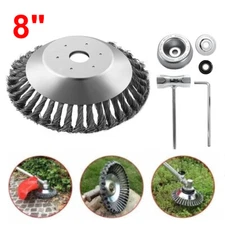 8'' Steel Wire Wheel Brush Cutter Weed Eater Trimmer Head with Adapter Kit