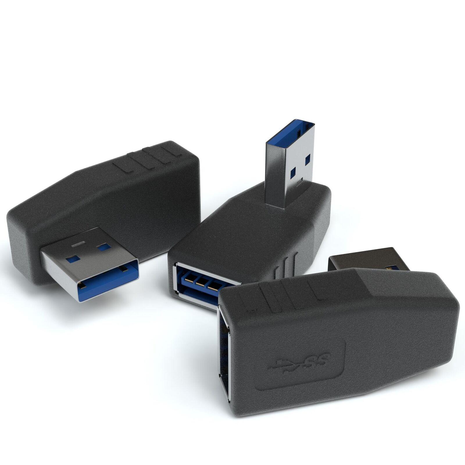 2x USB 3.0 Winkel Adapter links 90 Grad Winkeladapter A Stecker zu A Buchse