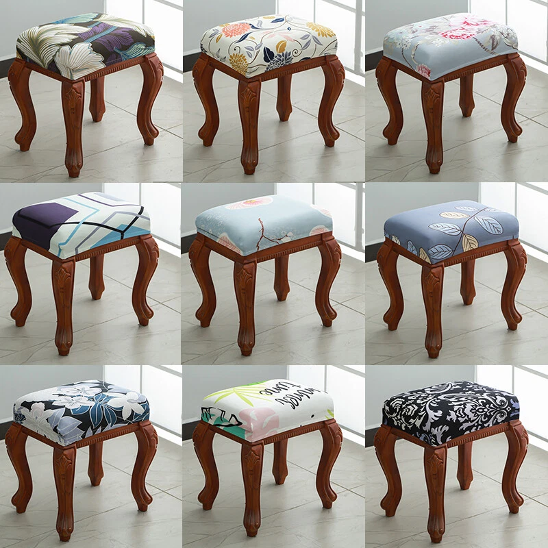 Square Seat Cover Stool Cover Dressing Stool Chair Cover Elastic Removable