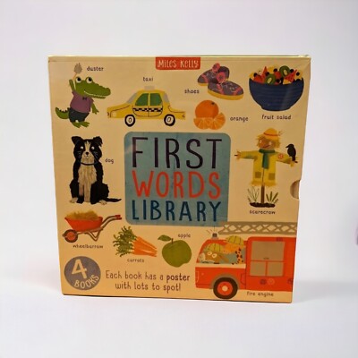 First Words Library 4 Book Set Miles Kelly Children Learning RRP £52 NEW