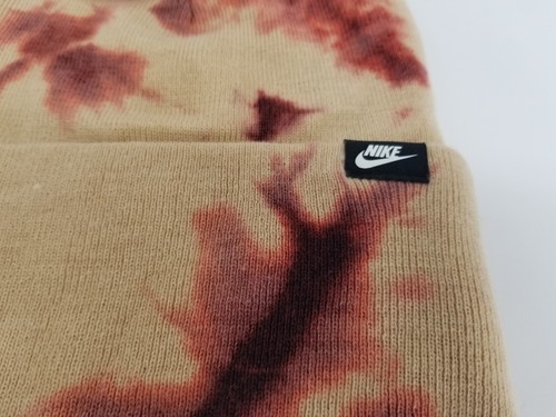 Nike Knitted Cuffed Beanie Unisex Peach & Maroon Tie-Dye Logo Knit Streetwear   - Picture 2 of 4