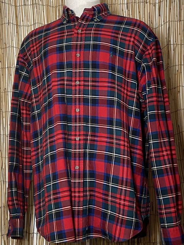 Ralph Lauren Mens Classic Fit LS Button Up Christmas Tartan Shirt-XL-100% Cotton