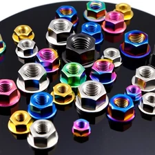 Rison Titanium Flanged Nuts Hex Nut Titanium Flange Sprocket Nut M3-M12 Nut 1PCS