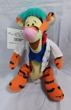 Disney Store Bean Bag Plush Tigger Mad Scientist 9" Lab Coat Bow Tie Green Hair