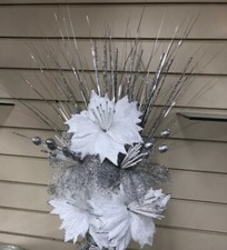 Artificial Bunch of Flowers 2 Silver 3 White Flowers & a Silver Shooter for Vase