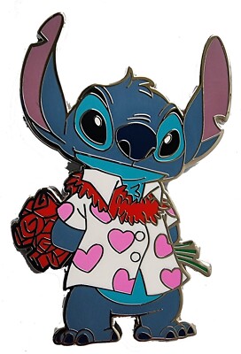 Disney Little Stitch Hawaiian Shirt with Roses Pin Free Shipping