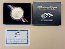 2010 P  US Mint Boy Scouts of America UC Silver Dollar  Commemorative + OGP