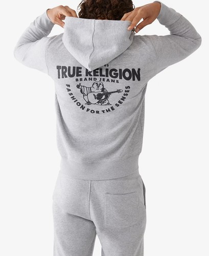 True Religion Men's Core Zip-Front Logo Hoodie Heather Grey (Size XL) NWT - Picture 4 of 5