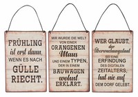 3Er Set Blechschilder H15Cm SprüChe Dorfleben Wandbild Wanddeko Deko Schilder