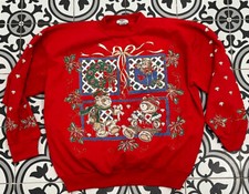 VTG 1990s Nutcracker Xmas Ugly Sweater Party 1990s Red Sweatshirt Large