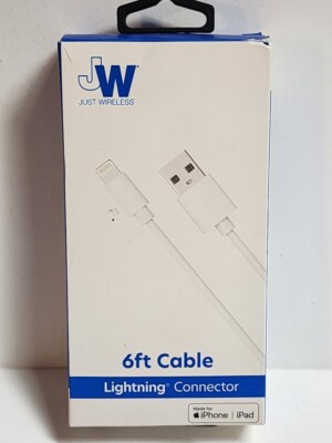 6ft Iphone connector to USB-A PVC Cable for iPhone/iPad by Just Wireless
