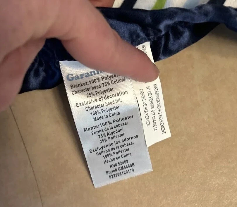 Garanimals Puppy Dog Lovey Security Blanket Striped Navy Blue & Green Satin Back - Image 2 of 4