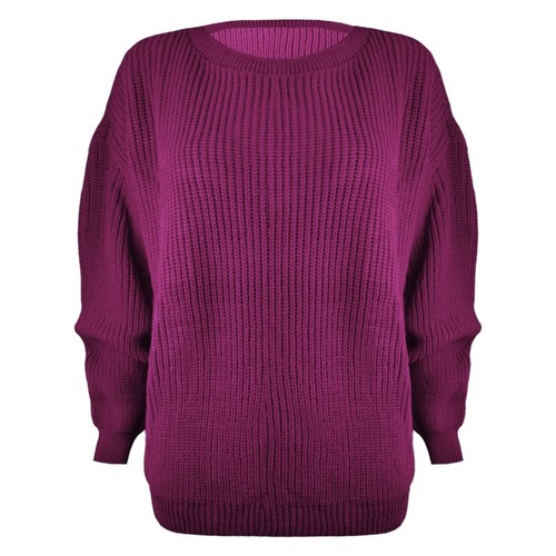 LADIES WOMENS CHUNKY BASIC KNITTED CASUAL COSY BAGGY WINTER JUMPER TOP SIZE S-XL - Picture 19 of 34