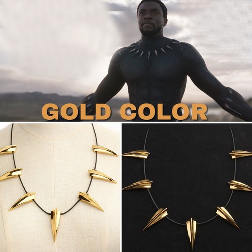 US! Black Panther GOLD Metal Necklace 