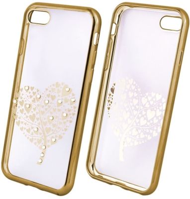 ^ Silikon DIAMOND Case Hülle Tasche Cover Apple iPhone 7 Plus Gold Baum Herz
