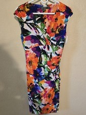 Lauren Ralph Lauren Dress Womens 4 Floral Faux Wrap Knee Length Ladies Office
