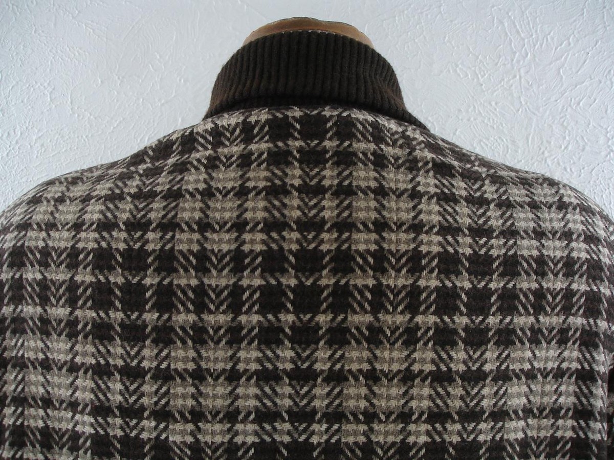 Men's L Pendleton Shawl Collar Jacket Vtg 1950's Brown Plaid