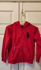 New Boy Youth Ralph Lauren Polo Big Pony Red Full Zip Hoody Jacket Size M 10/12