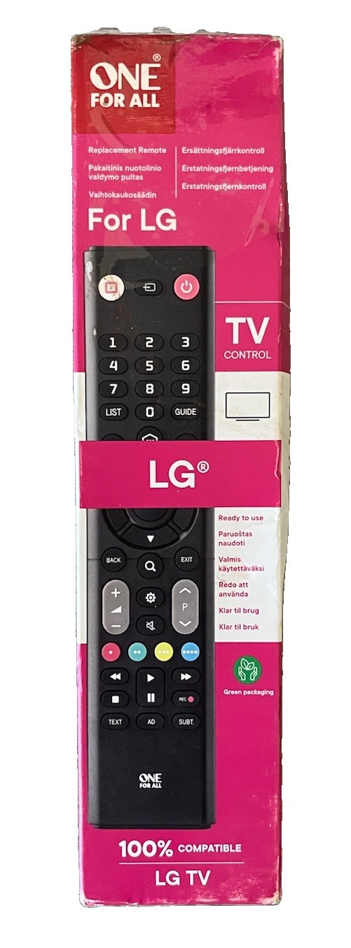 ONE FOR ALL LG TV REPLACEMENT REMOTE CONTROL URC1311R00 NEW ( PACKAGE DAMAGED )