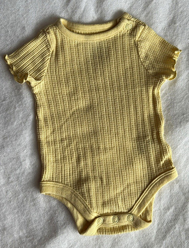 Garanimals Yellow Ribbed Knit Cotton Short Sleeve Snap Bodysuit 0-3 Months