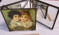 Antique Victorian Beveled Tri-Fold Hanging Mi...