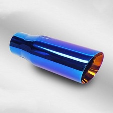 3 In 4 Out 12 Lnth High Glossy Stainless Blue Exhaust Tip Angle Double Wall