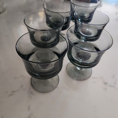 Vintage Denby Arabesque Dusk Grey Champagne/Sherbet Glasses MCM Sweden, Set of 6