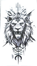 Lion's Head Temporary Tattoo 4" Waterproof Tattoo Body Art