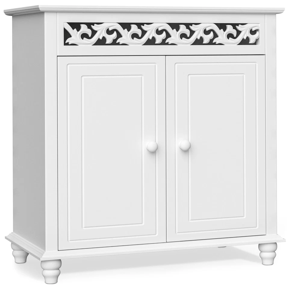 Kommode Jersey Weiß 2 Türen Zierleiste Schuhschrank Sideboard Wohnzimmer Flur - Bild 1 von 4