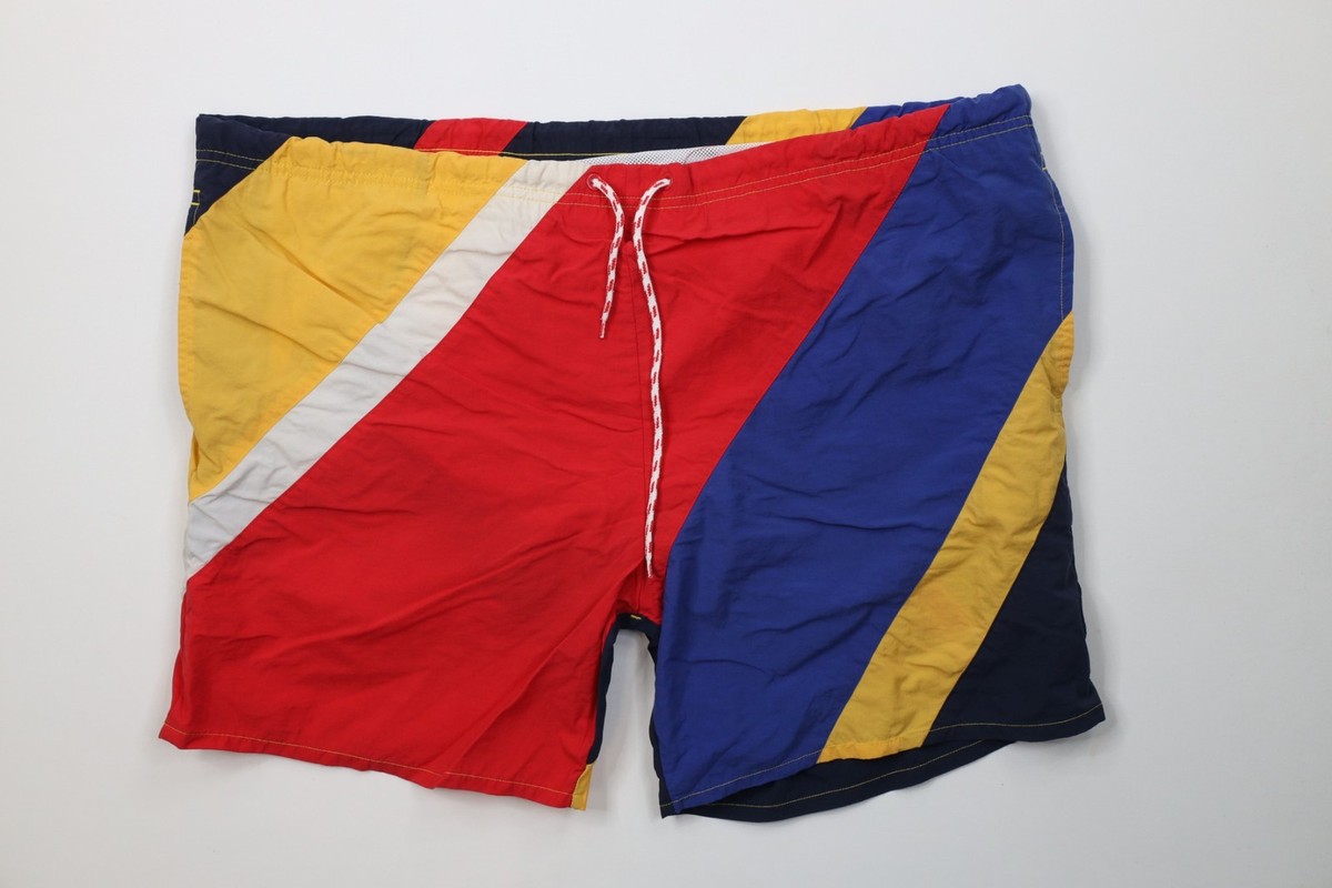AS IS Vtg 90s Nautica Mens 2XL Spell Out Color Block Lined Shorts
