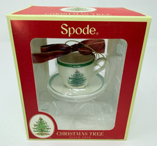 Spode Christmas Tree Teacup and Saucer Miniature Ornament with Original Box