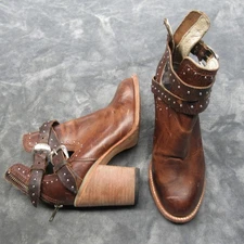 Freebird Womens Boots 6 Rainbow Brown Western Studded Leather Ankle Booties