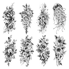 Cerlaza Half Sleeves Temporary Tattoos for Women, Half Arm Sleeve Fake Tattoo...