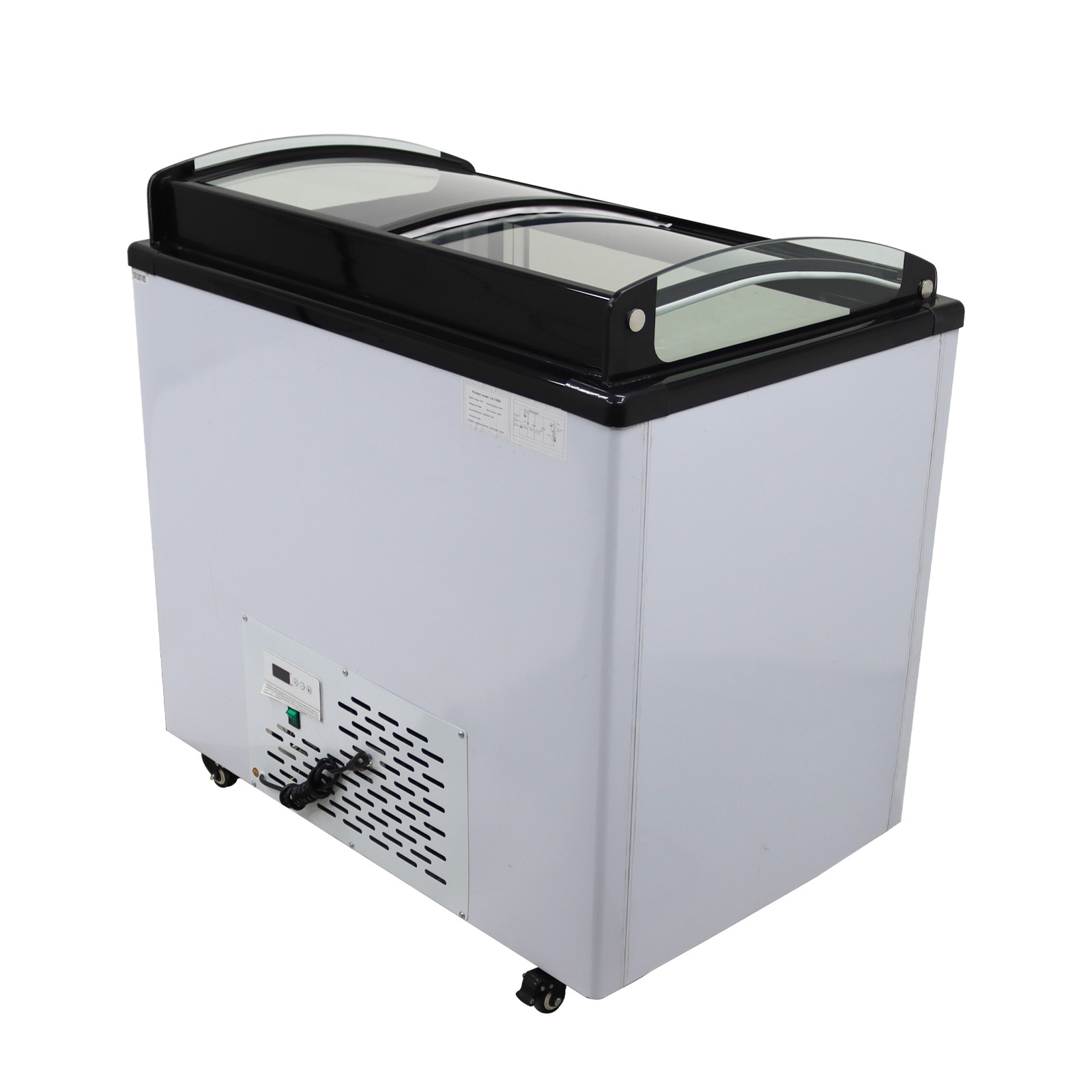 10 PAN Ice Cream Showcase Ice Cream Display Cabinet with Universal Wheels 110V