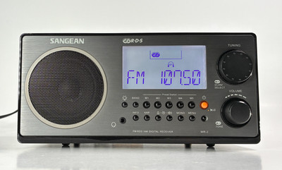 SANGEAN WR-2 AM/FM/RDS Black Radio Receiver LCD Digital Tuner Looks/Sounds Great