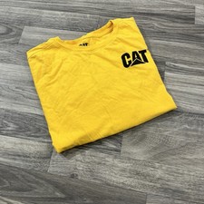 CATERPILLAR CAT Logo T-Shirt Men's M Yellow Short Sleeve 80 Cotton Workwear