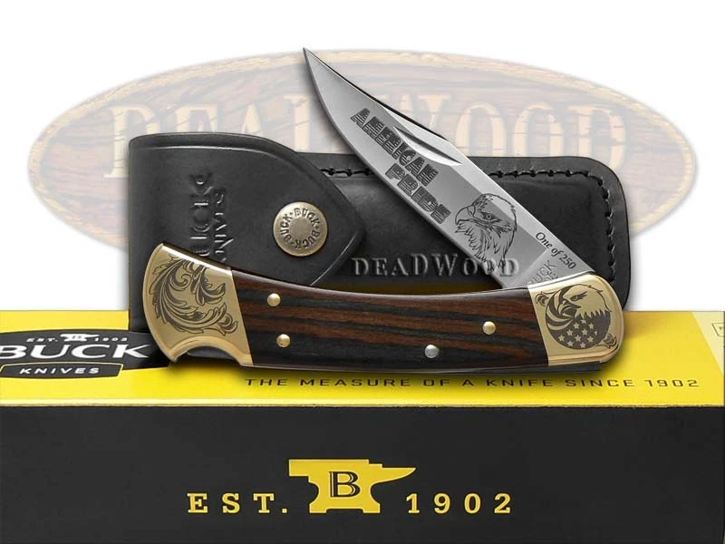 Cuchillo de caza plegable Buck 110 American Pride madera de ébano 1/250 420HC acero inoxidable Foto 4 de 4