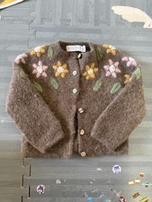 OliviMilly kids brown floral long sleeve cardigan