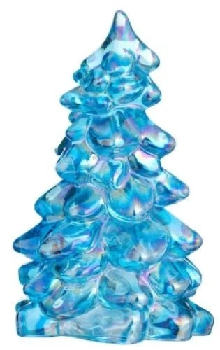 Christmas Holiday Tree - Buffet Blue Carnival Glass - Medium 5 1/2" - Mosser USA